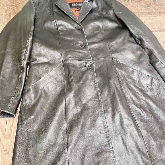 WILSONS Womens Distressed Soft Leather Jacket Size L Button Grunge 90s Y2K Goth - Picture 11 of 16